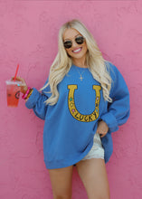 Load image into Gallery viewer, Lucky Horseshoe Dusty Blue Oversized Sweatshirt
