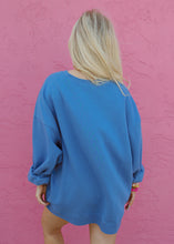 Load image into Gallery viewer, Lucky Horseshoe Dusty Blue Oversized Sweatshirt
