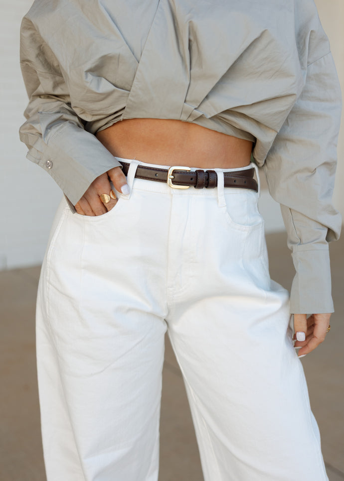 Mocha Brown Thin Leather Belt