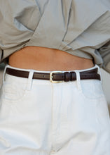 Load image into Gallery viewer, Mocha Brown Thin Leather Belt
