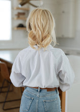 Load image into Gallery viewer, Matthew Black &amp; White Striped Button Top
