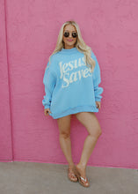 Load image into Gallery viewer, "Jesus Saves" Mockneck - Baby Blue
