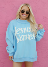Load image into Gallery viewer, "Jesus Saves" Mockneck - Baby Blue
