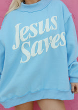 Load image into Gallery viewer, "Jesus Saves" Mockneck - Baby Blue
