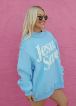 Load image into Gallery viewer, "Jesus Saves" Mockneck - Baby Blue
