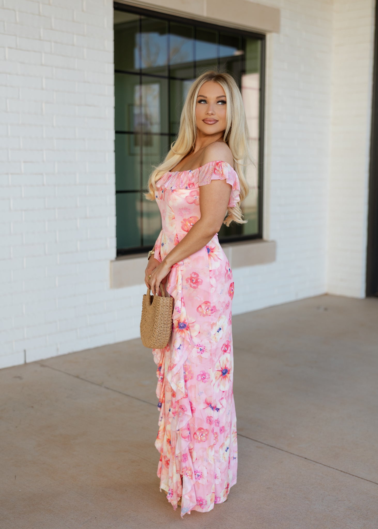 Abbi Pink Floral Maxi Dress