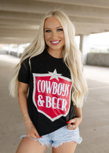 Load image into Gallery viewer, Cowboys &amp; Beer Char Black Tee
