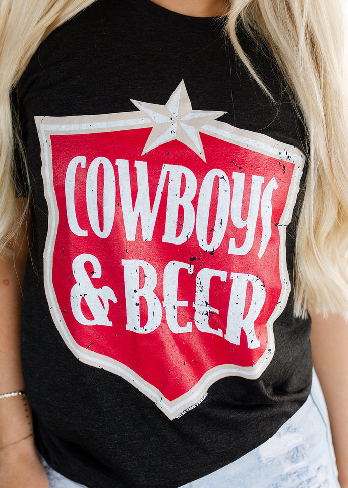 Cowboys & Beer Char Black Tee