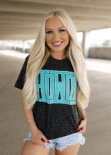 Load image into Gallery viewer, Turquoise Howdy Black Leopard Tee
