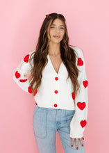 Load image into Gallery viewer, Heartfelt Moment Ivory &amp; Red Cardigan
