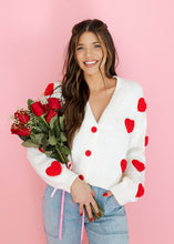 Load image into Gallery viewer, Heartfelt Moment Ivory &amp; Red Cardigan
