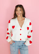Load image into Gallery viewer, Heartfelt Moment Ivory &amp; Red Cardigan
