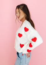 Load image into Gallery viewer, Heartfelt Moment Ivory &amp; Red Cardigan
