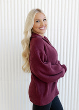 Load image into Gallery viewer, Oversized Zip Up Cardigan -Burgundy
