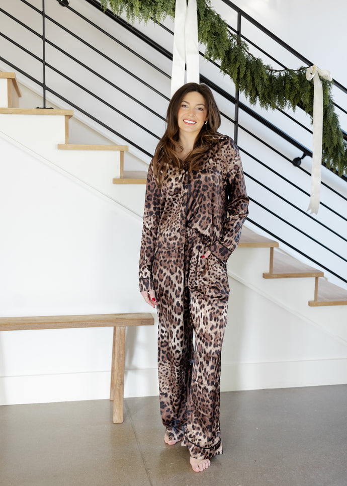 Dolce Satin Leopard Pajama Set