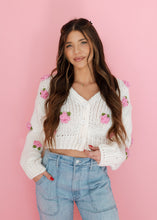 Load image into Gallery viewer, Smell The Roses Ivory Crochet Cardigan
