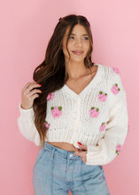 Load image into Gallery viewer, Smell The Roses Ivory Crochet Cardigan
