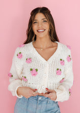 Load image into Gallery viewer, Smell The Roses Ivory Crochet Cardigan
