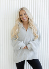 Load image into Gallery viewer, Oversized Zip Up Cardigan - Heather Grey

