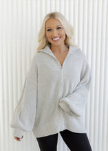 Load image into Gallery viewer, Oversized Zip Up Cardigan - Heather Grey
