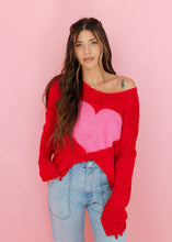 Load image into Gallery viewer, Love At First Sight Red &amp; Pink Sweater
