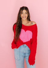 Load image into Gallery viewer, Love At First Sight Red &amp; Pink Sweater
