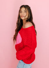 Load image into Gallery viewer, Love At First Sight Red &amp; Pink Sweater
