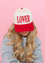 Load image into Gallery viewer, Lover Puff Embroidered Khaki &amp; Red Hat
