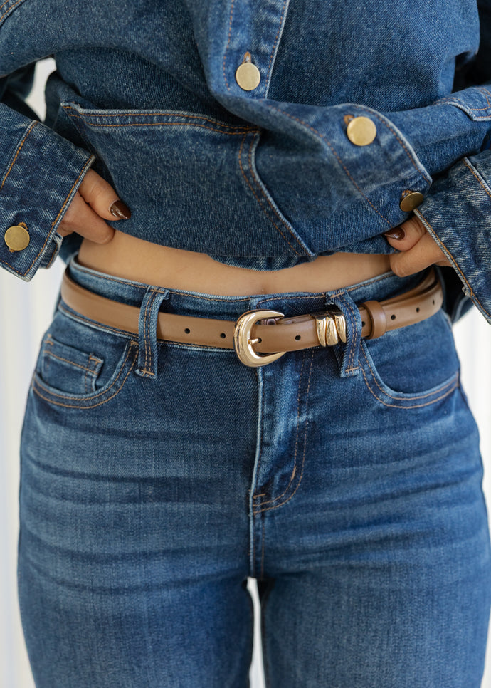 Astrid Brown Leather & Gold Belt