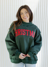 Load image into Gallery viewer, Merry/Christmas Reversible Mockneck Green Sweatshirt

