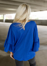 Load image into Gallery viewer, Stacie Royal Blue Ruffle Blouse
