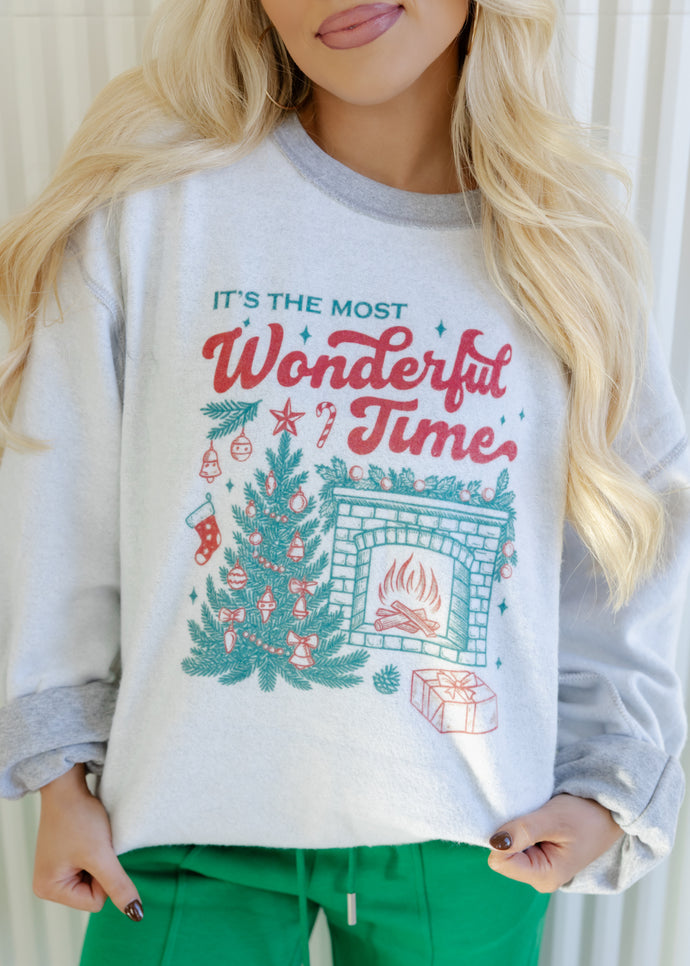 Most Wonderful Time Inside Out Grey Sweatshirt