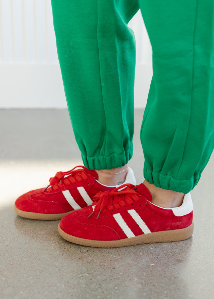 Delta Retro Red Suede Sneakers