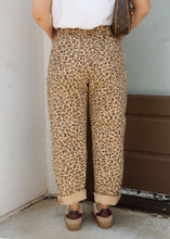 Load image into Gallery viewer, Camel Leopard Print Barrel Jeans
