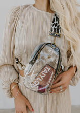 Load image into Gallery viewer, Corie Clear Gameday Leopard Strap Sling Crossbody Bag

