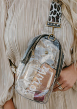 Load image into Gallery viewer, Corie Clear Gameday Leopard Strap Sling Crossbody Bag
