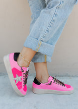 Load image into Gallery viewer, Candace Neon Pink &amp; Leopard Sneaker
