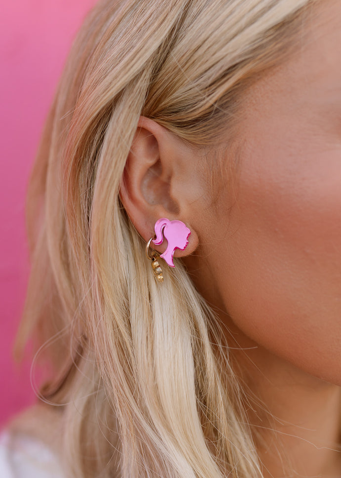 Pink Doll Mirror Earrings