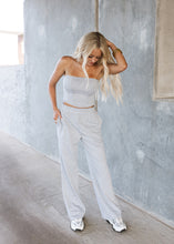 Load image into Gallery viewer, Grey Stripe Knit Wide Leg Pants
