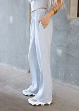 Load image into Gallery viewer, Grey Stripe Knit Wide Leg Pants

