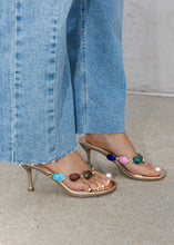 Load image into Gallery viewer, Nina Beaded Resort Gold Heels
