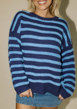 Load image into Gallery viewer, Denver Navy &amp; Blue Striped Sweater
