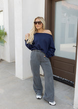 Load image into Gallery viewer, French Terry Off The Shoulder Top - Navy
