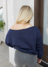 Load image into Gallery viewer, French Terry Off The Shoulder Top - Navy
