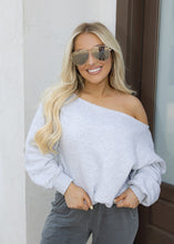 Load image into Gallery viewer, French Terry Off The Shoulder Top - Heather Grey
