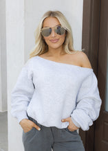 Load image into Gallery viewer, French Terry Off The Shoulder Top - Heather Grey
