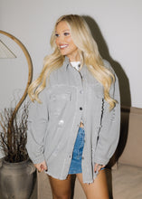 Load image into Gallery viewer, Birdie Distressed Denim Jacket - Gray
