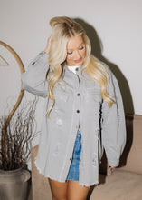 Load image into Gallery viewer, Birdie Distressed Denim Jacket - Gray
