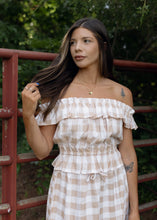 Load image into Gallery viewer, Skylar Taupe Gingham Maxi Skirt Set
