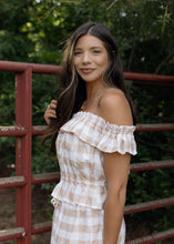 Load image into Gallery viewer, Skylar Taupe Gingham Maxi Skirt Set
